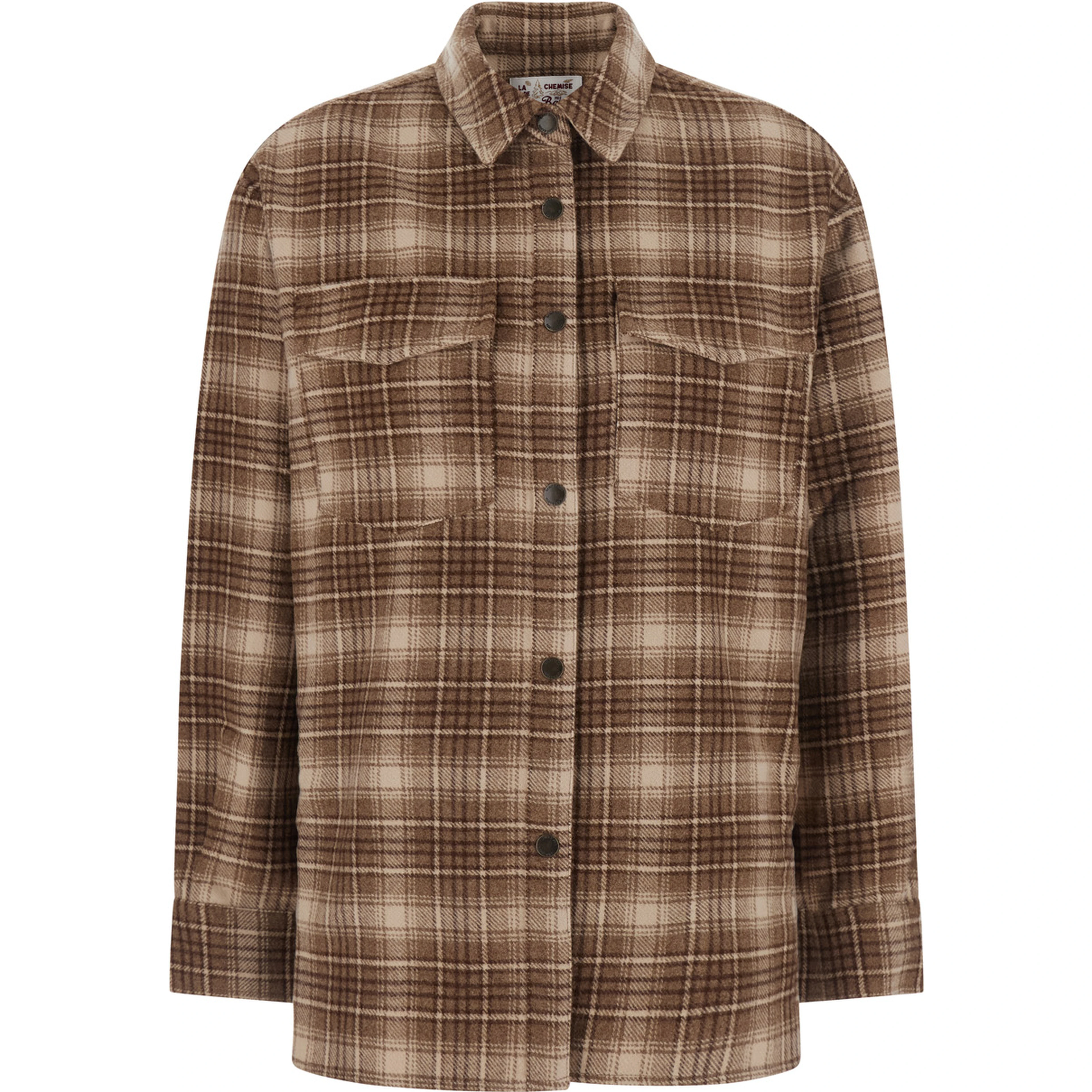 Shirt "CAMBRY FLANNEL TARTAN" with Polyester fabric, color Beige and for men