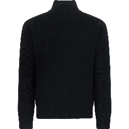 Padded ZIP CARDIGAN with high collar and long sleeves in Tech Fabric Black Men