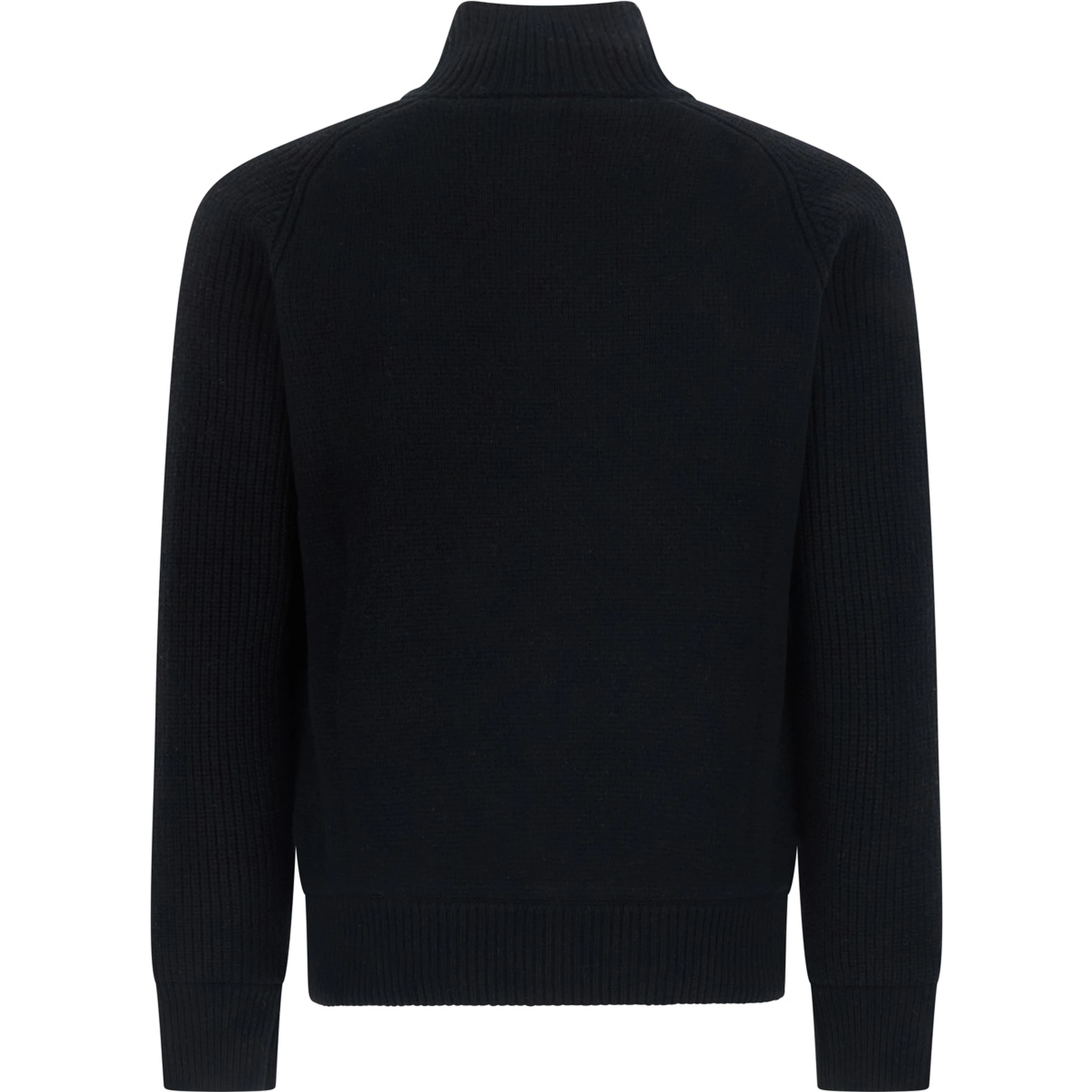 Padded ZIP CARDIGAN with high collar and long sleeves in Tech Fabric Black Men