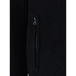 Padded ZIP CARDIGAN with high collar and long sleeves in Tech Fabric Black Men