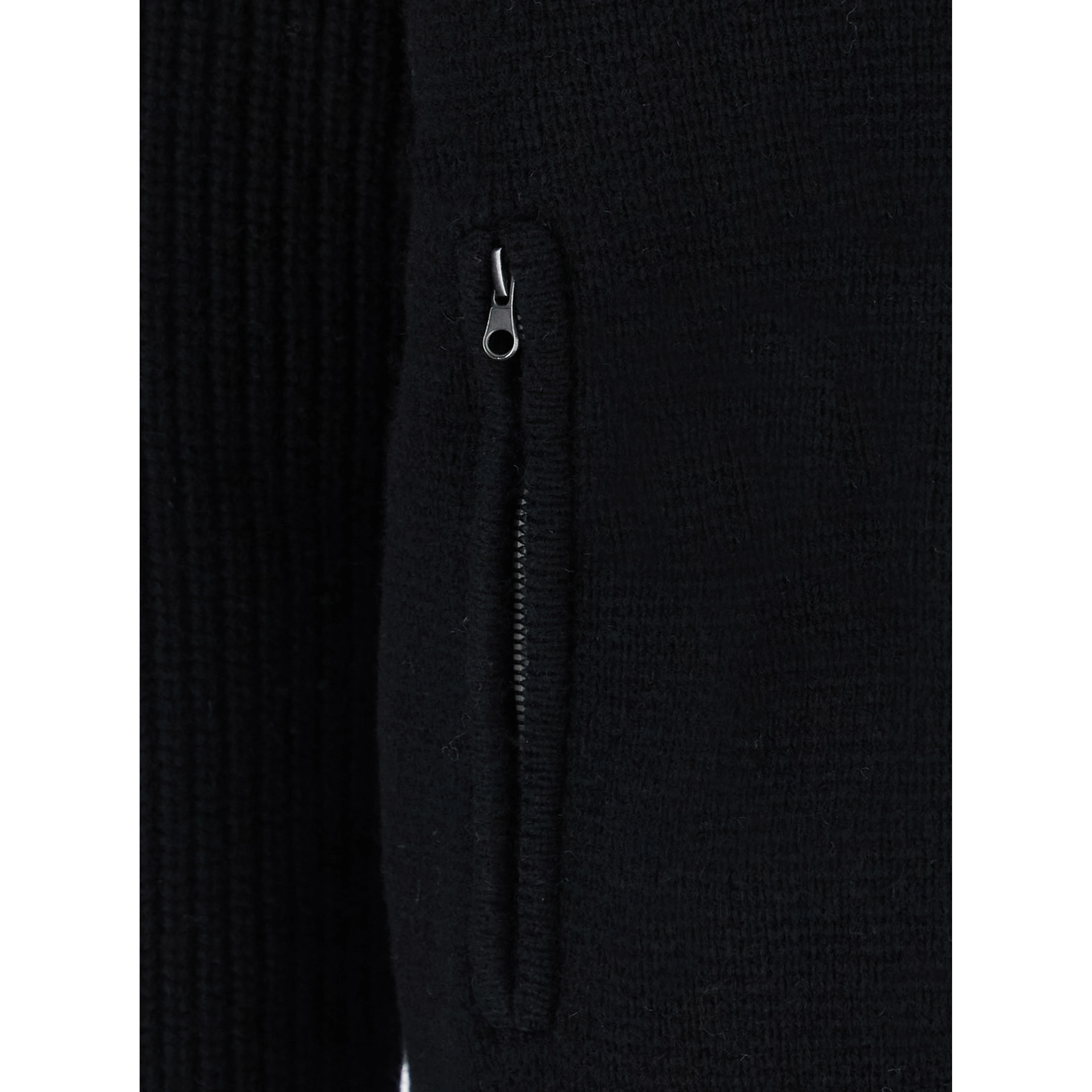 Padded ZIP CARDIGAN with high collar and long sleeves in Tech Fabric Black Men
