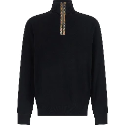 Half-Zip Black Merino Sweater for Women