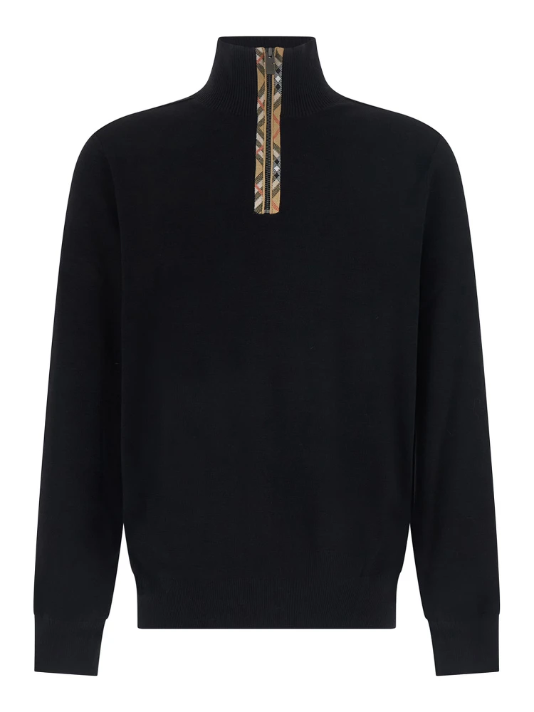 Half-Zip Black Merino Sweater for Women