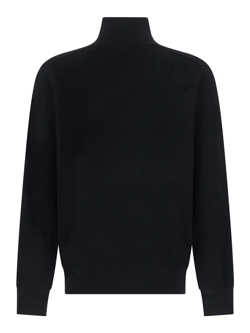 Half-Zip Black Merino Sweater for Women