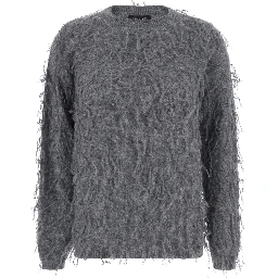 Knitwear with V-neck and long sleeves in gray fabric for women