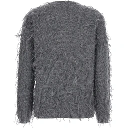 Knitwear with V-neck and long sleeves in gray fabric for women