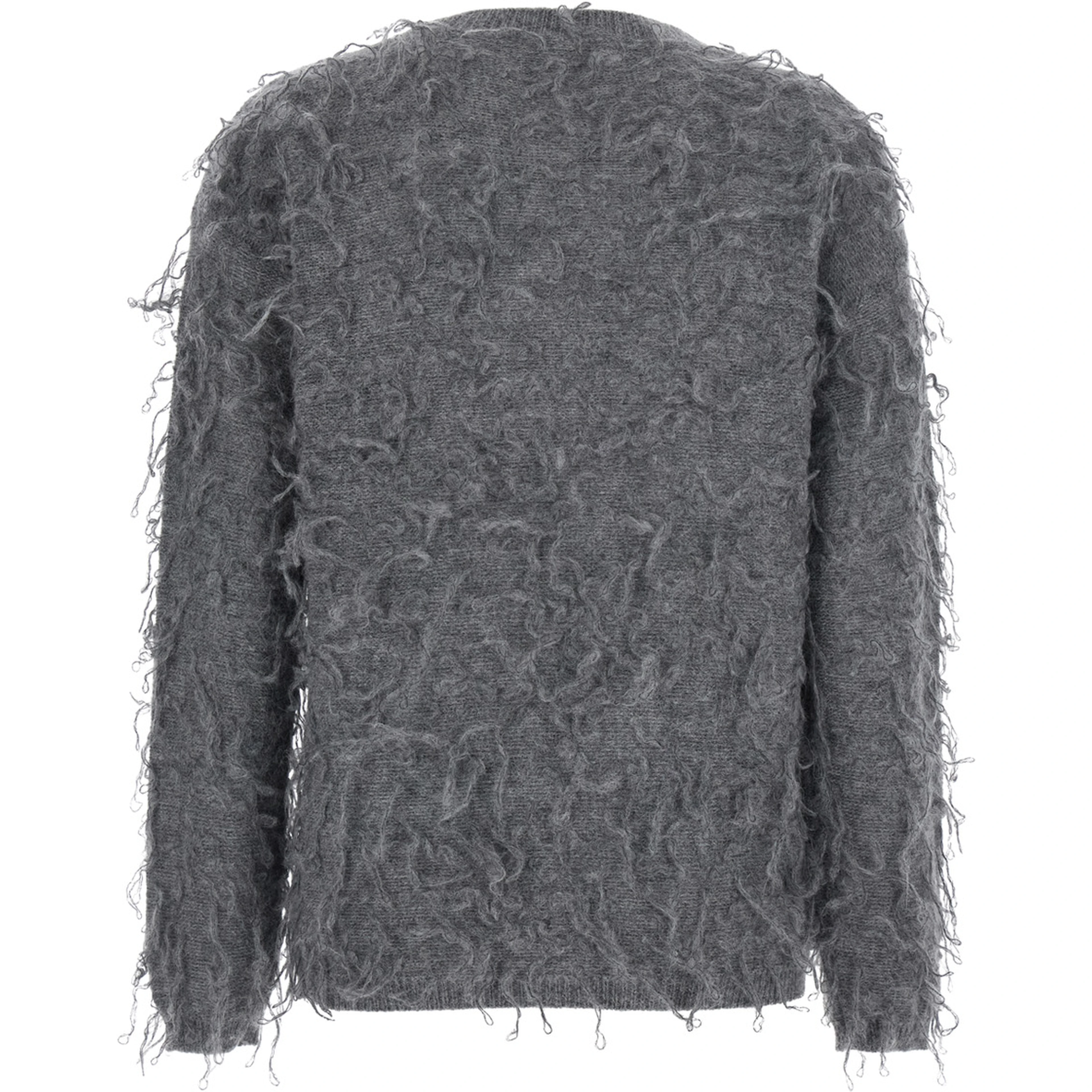 Knitwear with V-neck and long sleeves in gray fabric for women