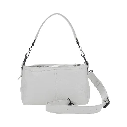 Le City Moto White Mini Shoulder Bag with Adjustable and Removable Strap in Leather for Women