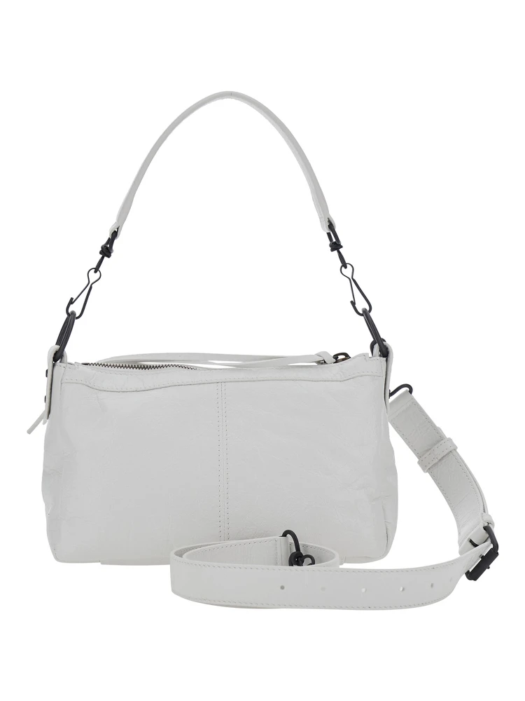 Le City Moto White Mini Shoulder Bag with Adjustable and Removable Strap in Leather for Women alternative