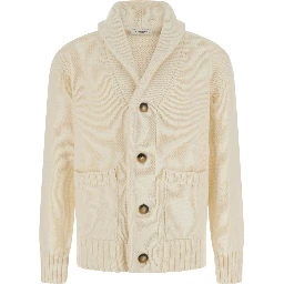 SHOULDER CARDIGAN Bottonni with shawl collar and long sleeves in wool and polyamide White Men
