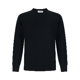Crew Neck ML F. 14gg with long sleeves, in silk and wool, black, unisex