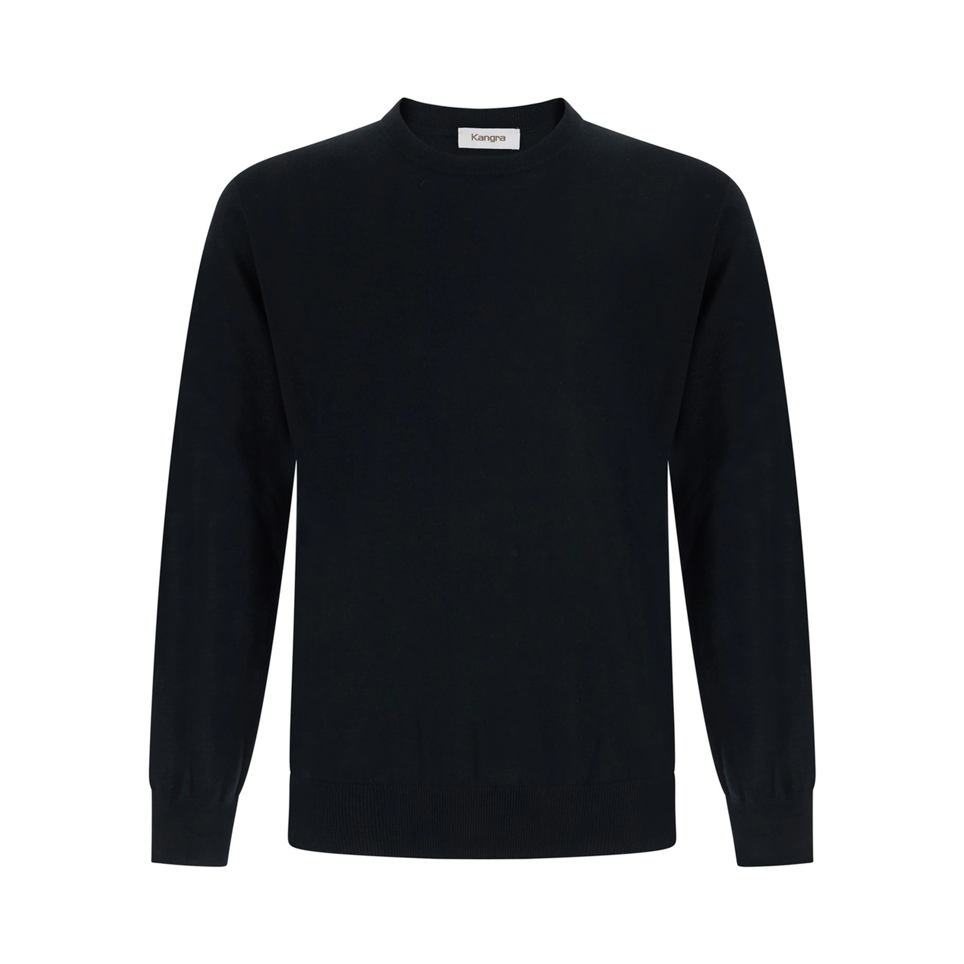Crew Neck ML F. 14gg with long sleeves, in silk and wool, black, unisex