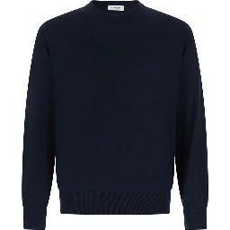 Crew Neck ML F. 14gg with long sleeves and blue silk and wool fabric for men