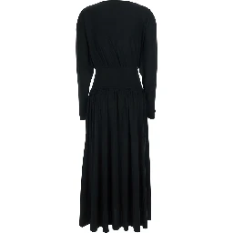 Black Long Dress with Boat Neck in Jersey for Women