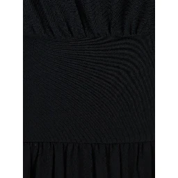 Black Long Dress with Boat Neck in Jersey for Women