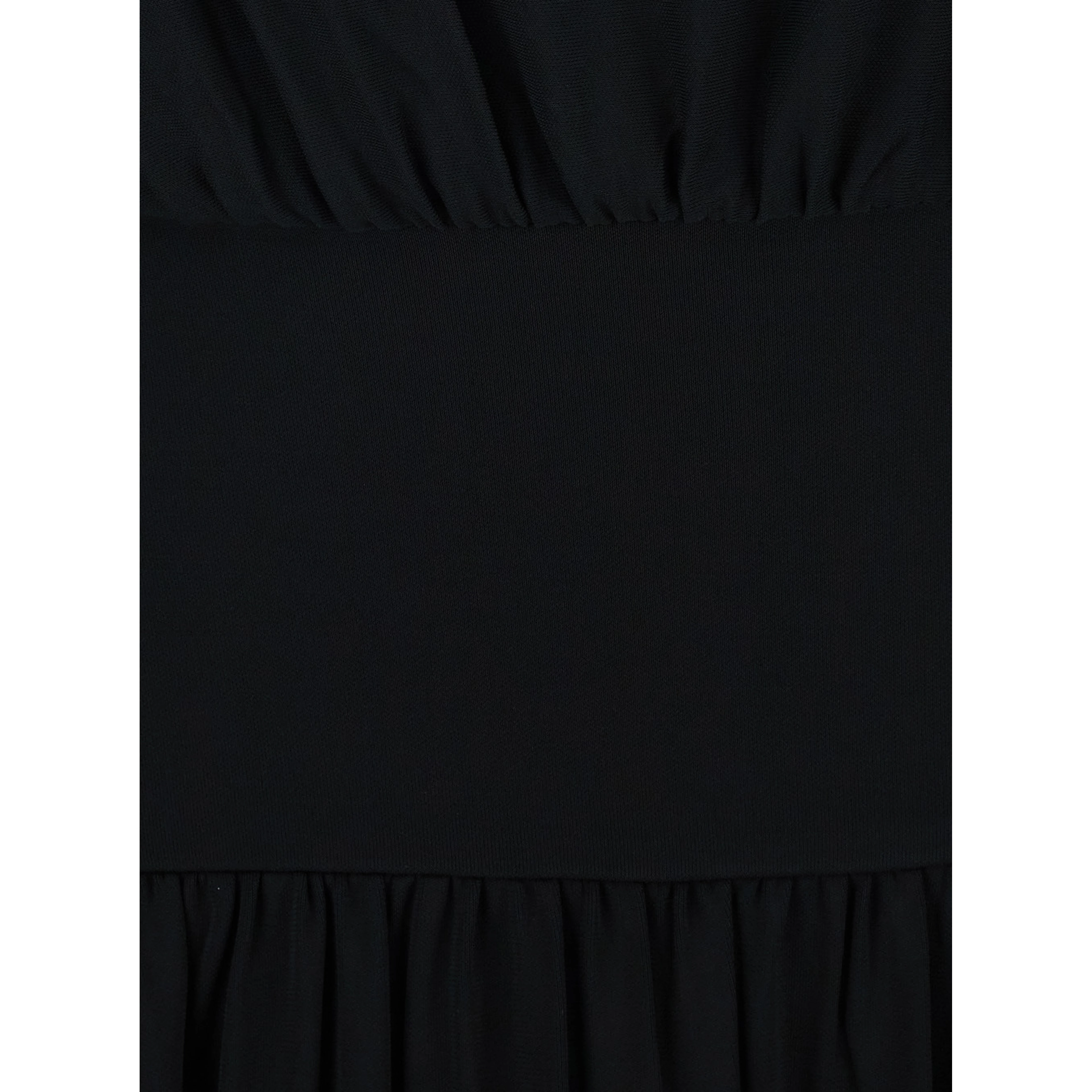 Black Long Dress with Boat Neck in Jersey for Women