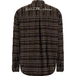 GIGY FLANNEL TARTAN BOLLICINE is a shirt with a collar and long sleeves in flannel fabric and brown for men