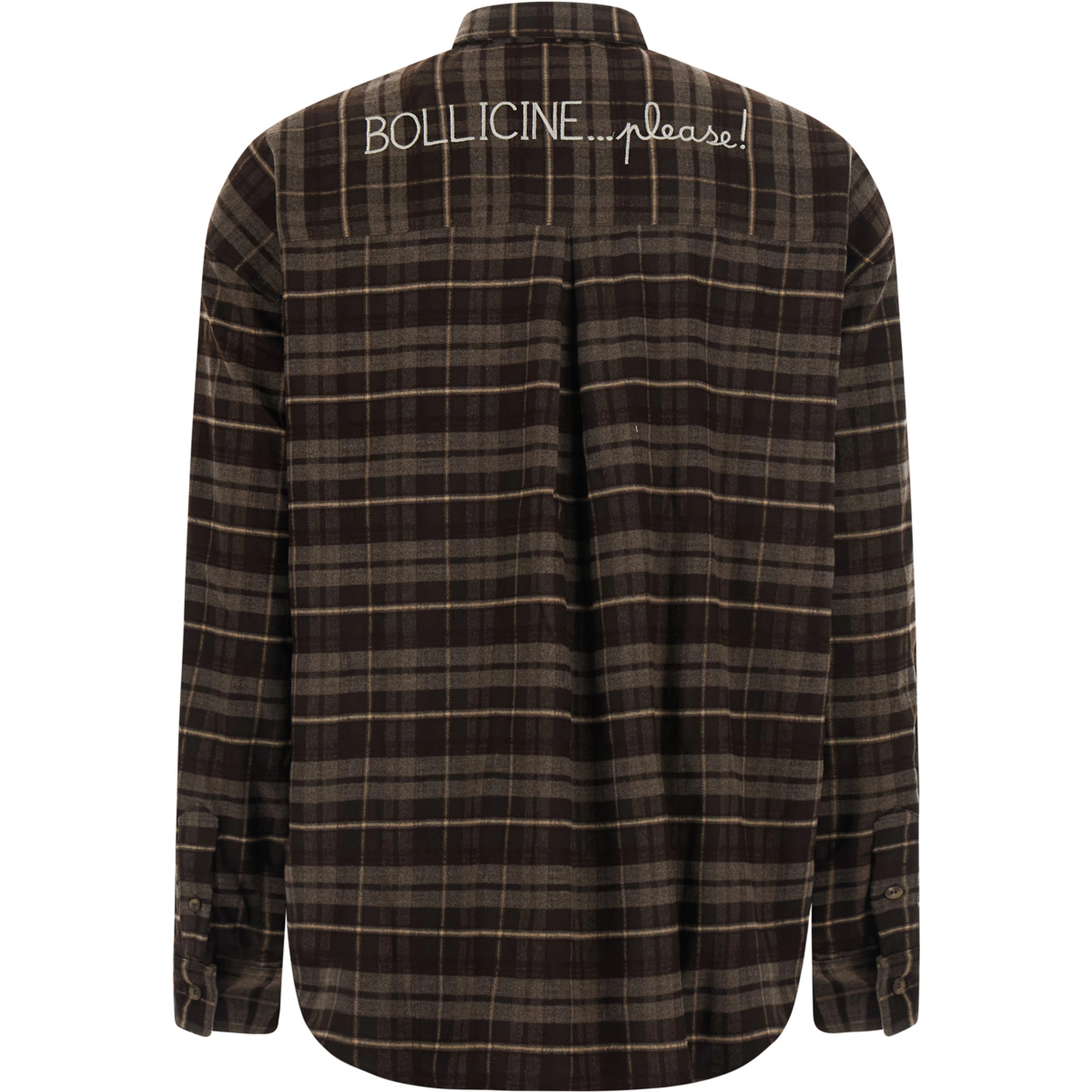GIGY FLANNEL TARTAN BOLLICINE is a shirt with a collar and long sleeves in flannel fabric and brown for men