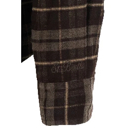 GIGY FLANNEL TARTAN BOLLICINE is a shirt with a collar and long sleeves in flannel fabric and brown for men