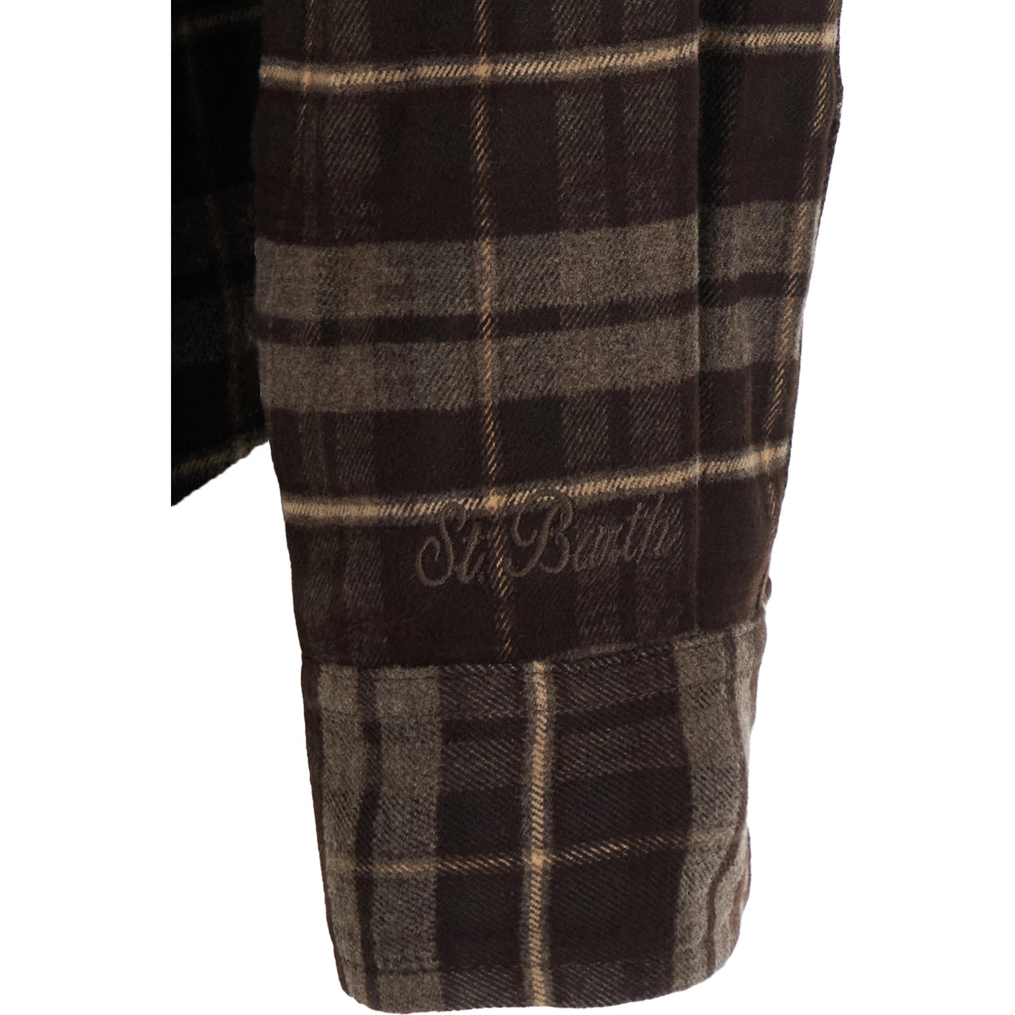 GIGY FLANNEL TARTAN BOLLICINE is a shirt with a collar and long sleeves in flannel fabric and brown for men