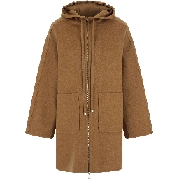 Coat characterized by an elegant and refined design in Brown for women