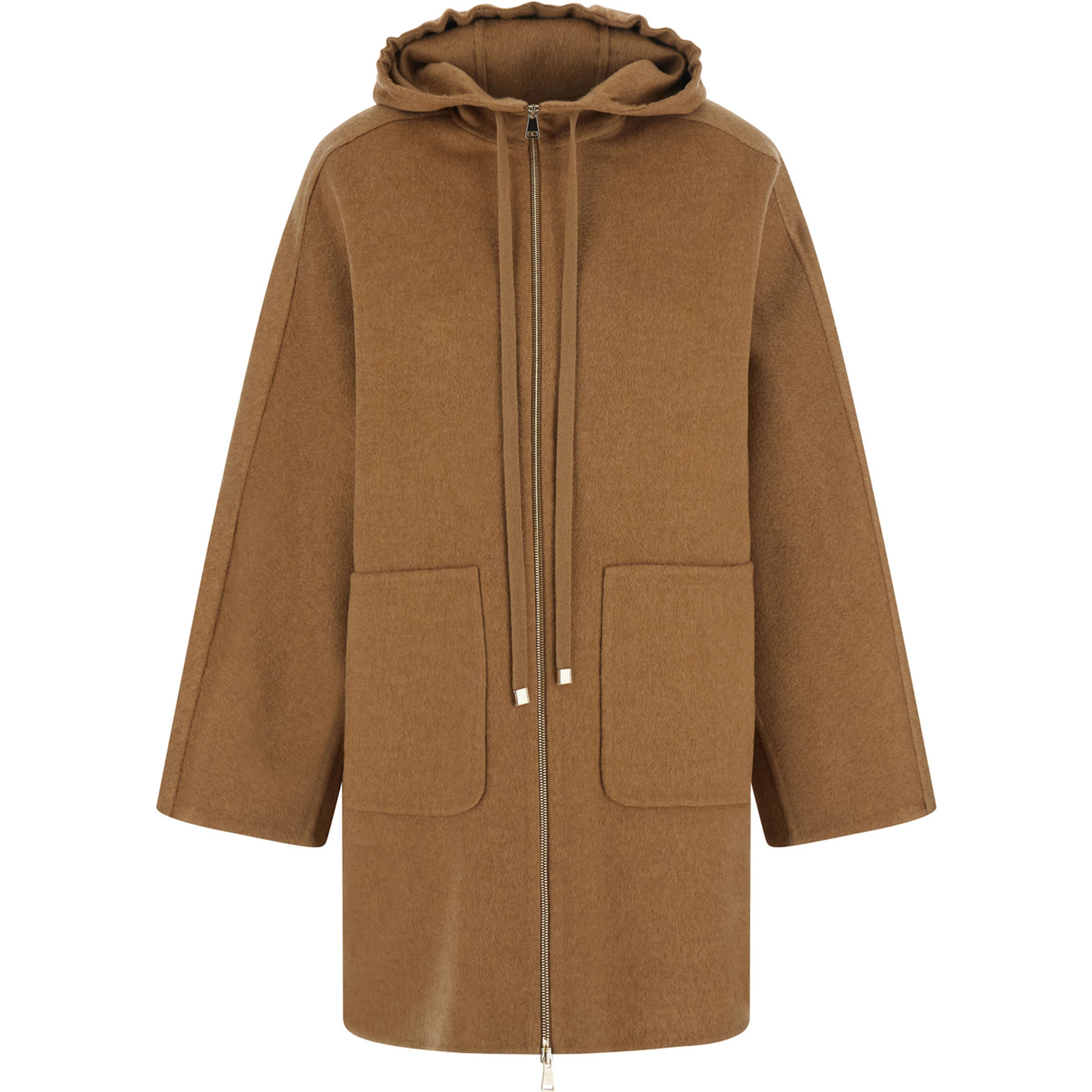 Coat characterized by an elegant and refined design in Brown for women