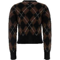 CREWNECKCARDIGANWITHAMIBOUCLETTEOVALPATCH