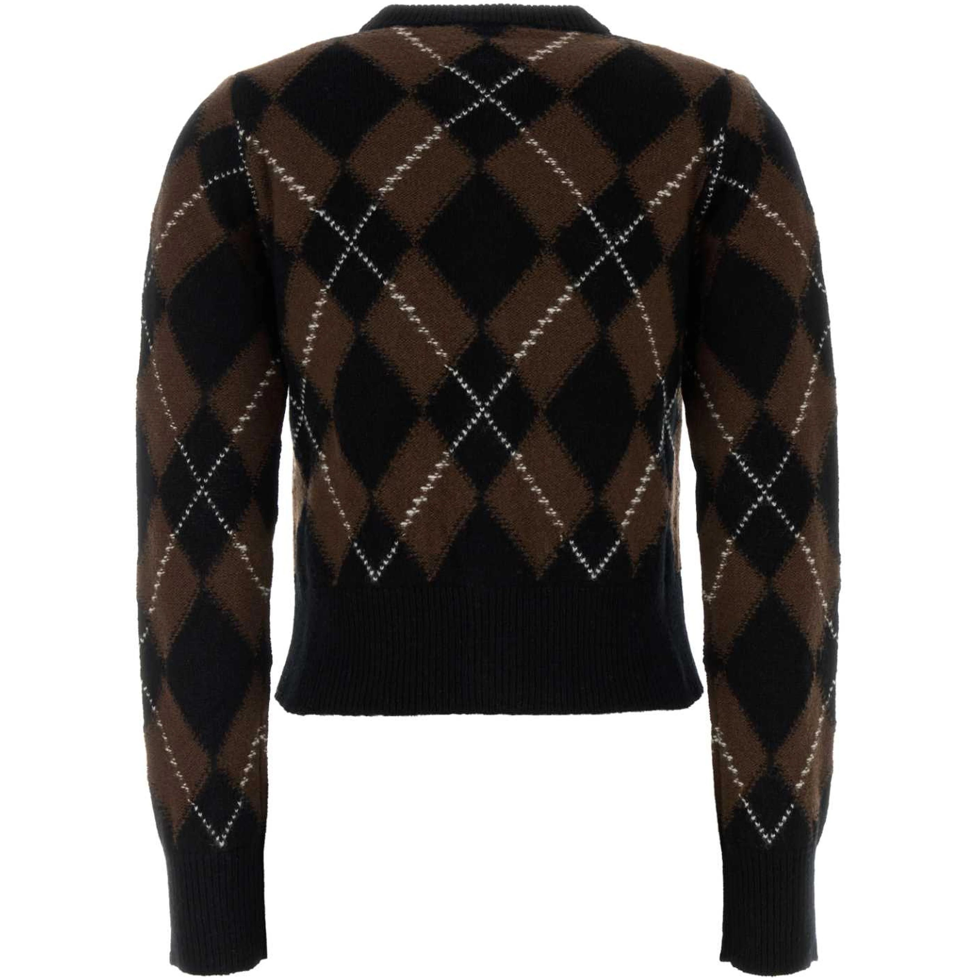 CREWNECKCARDIGANWITHAMIBOUCLETTEOVALPATCH