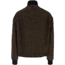 ZIPPED HERRINGBONE BOMBER JACKET