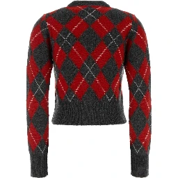 CREWNECKCARDIGANWITHAMIBOUCLETTEOVALPATCH