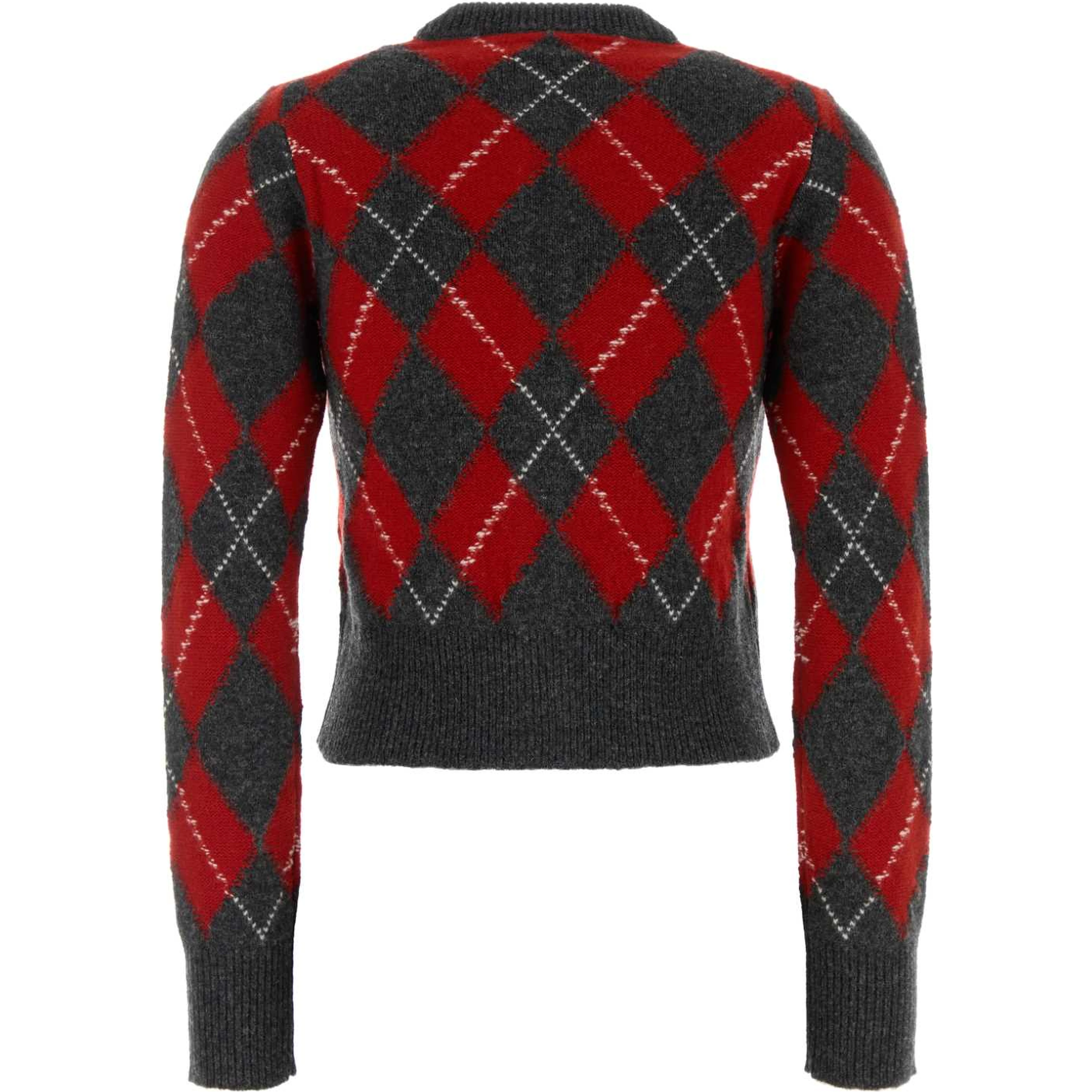 CREWNECKCARDIGANWITHAMIBOUCLETTEOVALPATCH