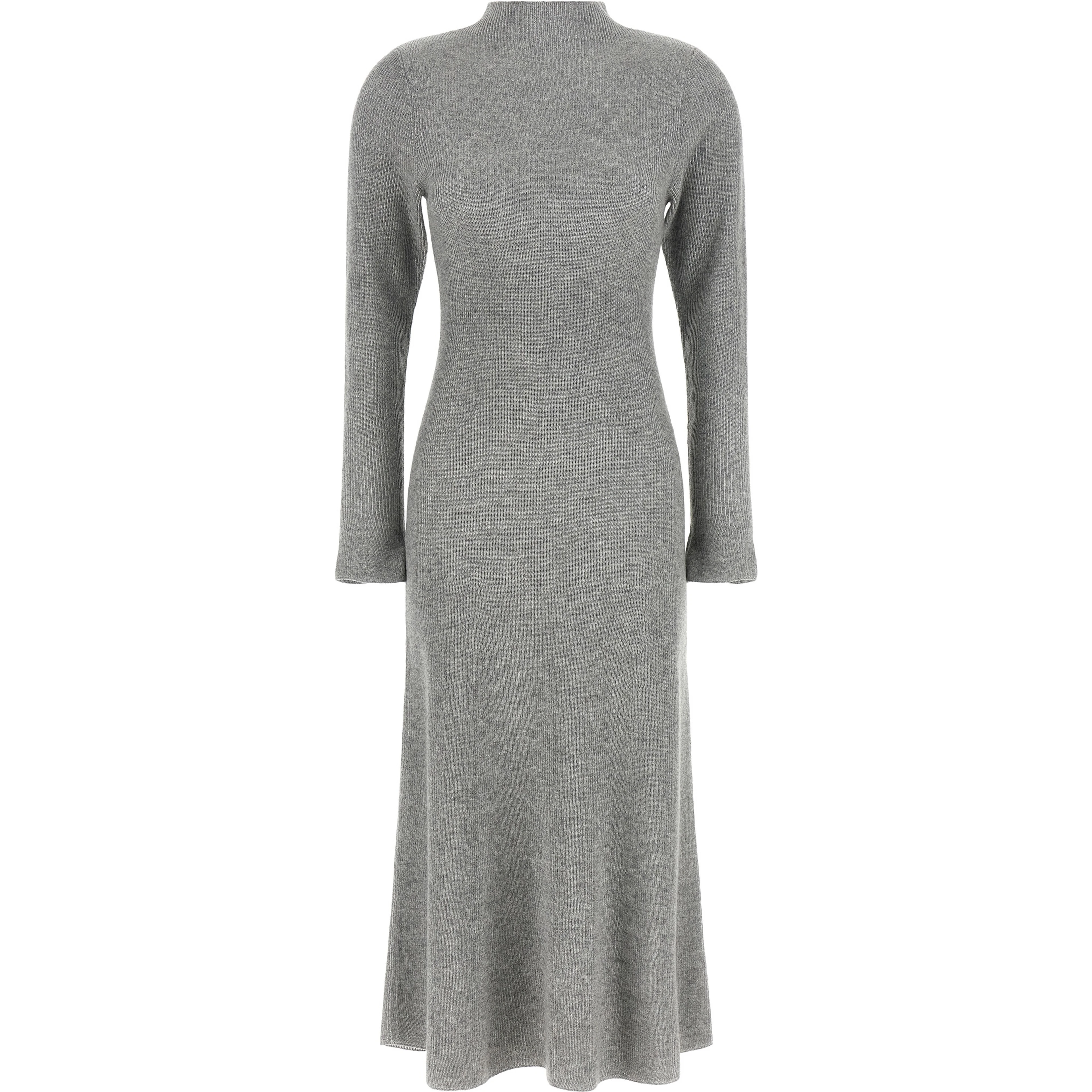 Gray Virgin Wool Midi Dress