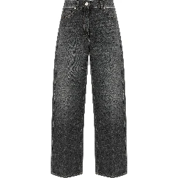 Gray Cotton High-Waisted Jean