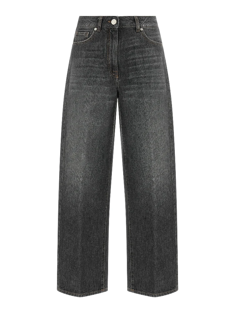 Gray Cotton High-Waisted Jean