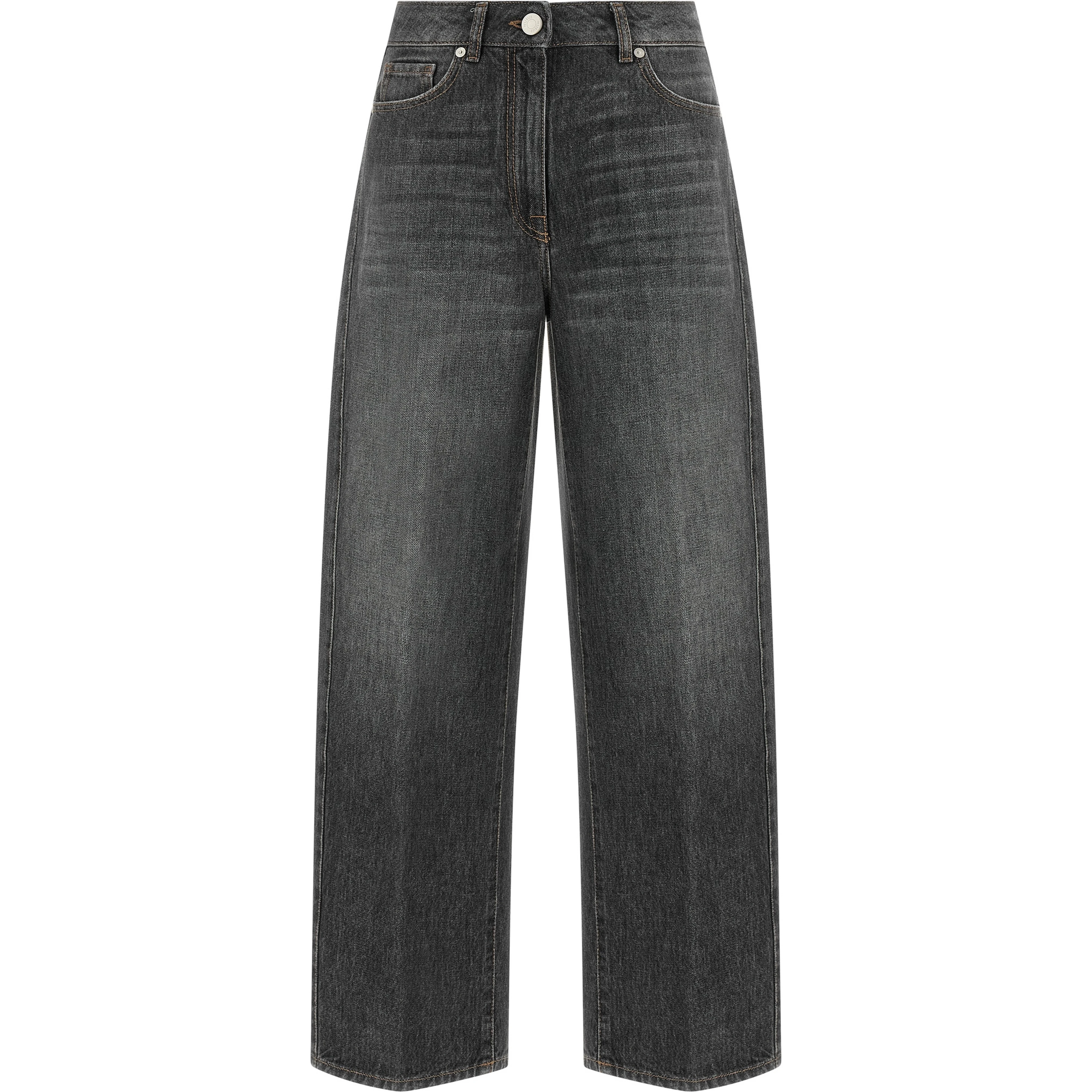 Gray Cotton High-Waisted Jean