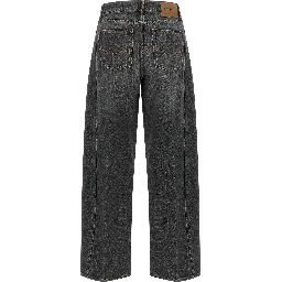 Gray Cotton High-Waisted Jean