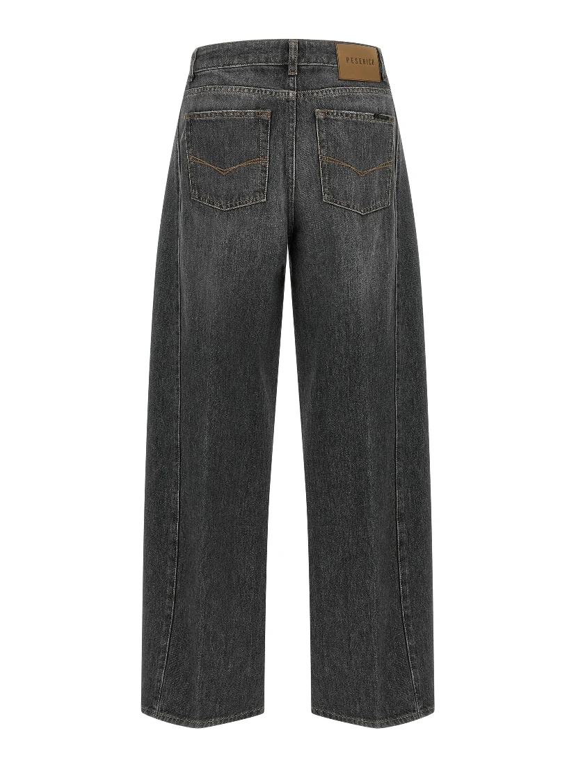 Gray Cotton High-Waisted Jean