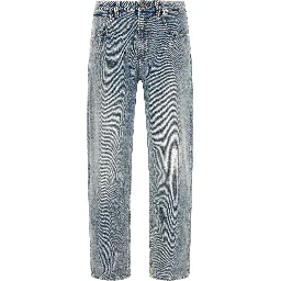 Blue Cotton Straight-Leg Jeans