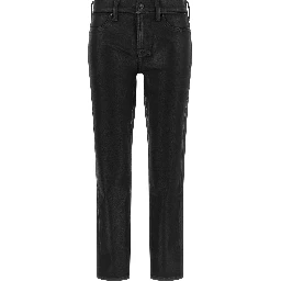 Black Cotton Cropped Jeans