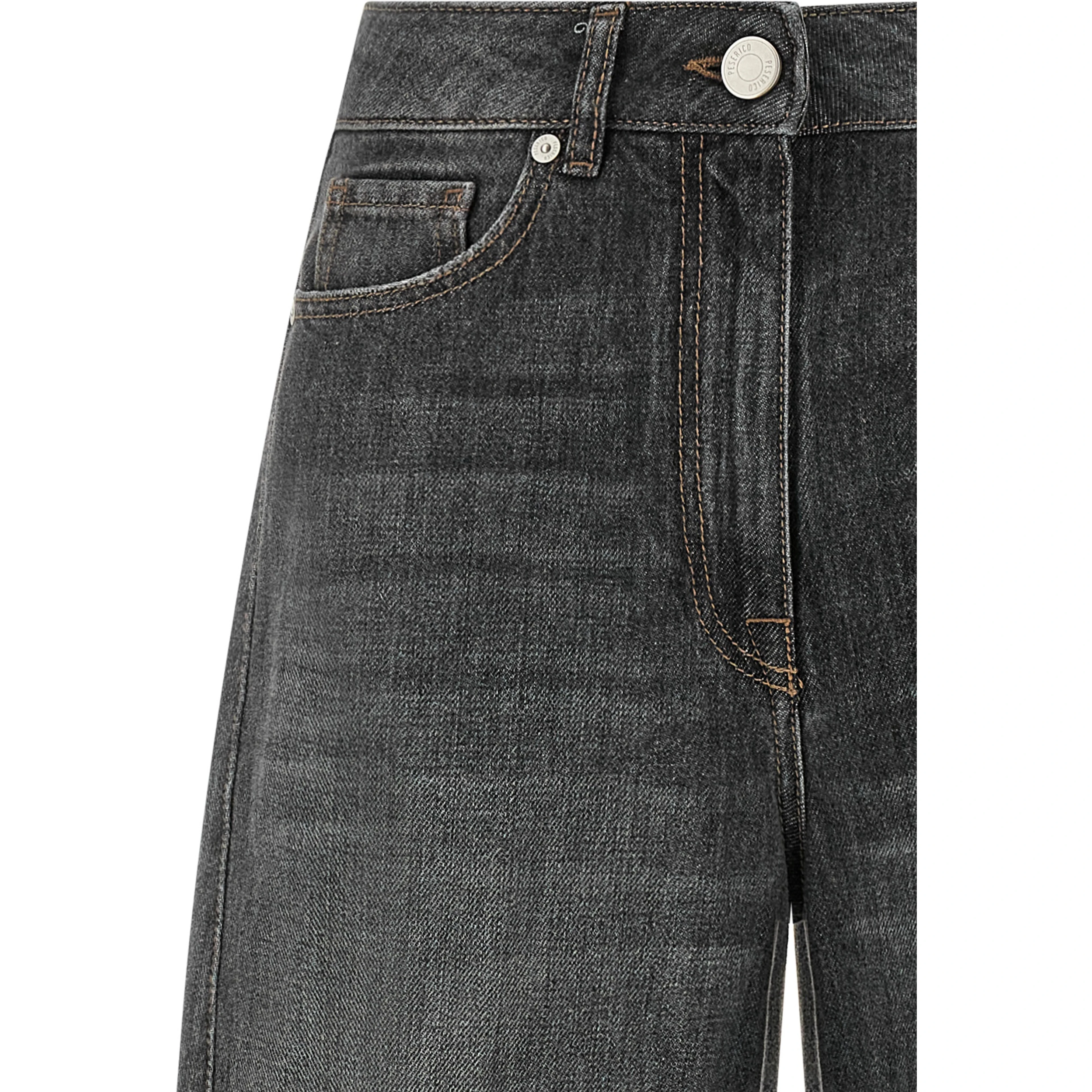 Gray Cotton High-Waisted Jean