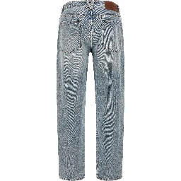 Blue Cotton Straight-Leg Jeans