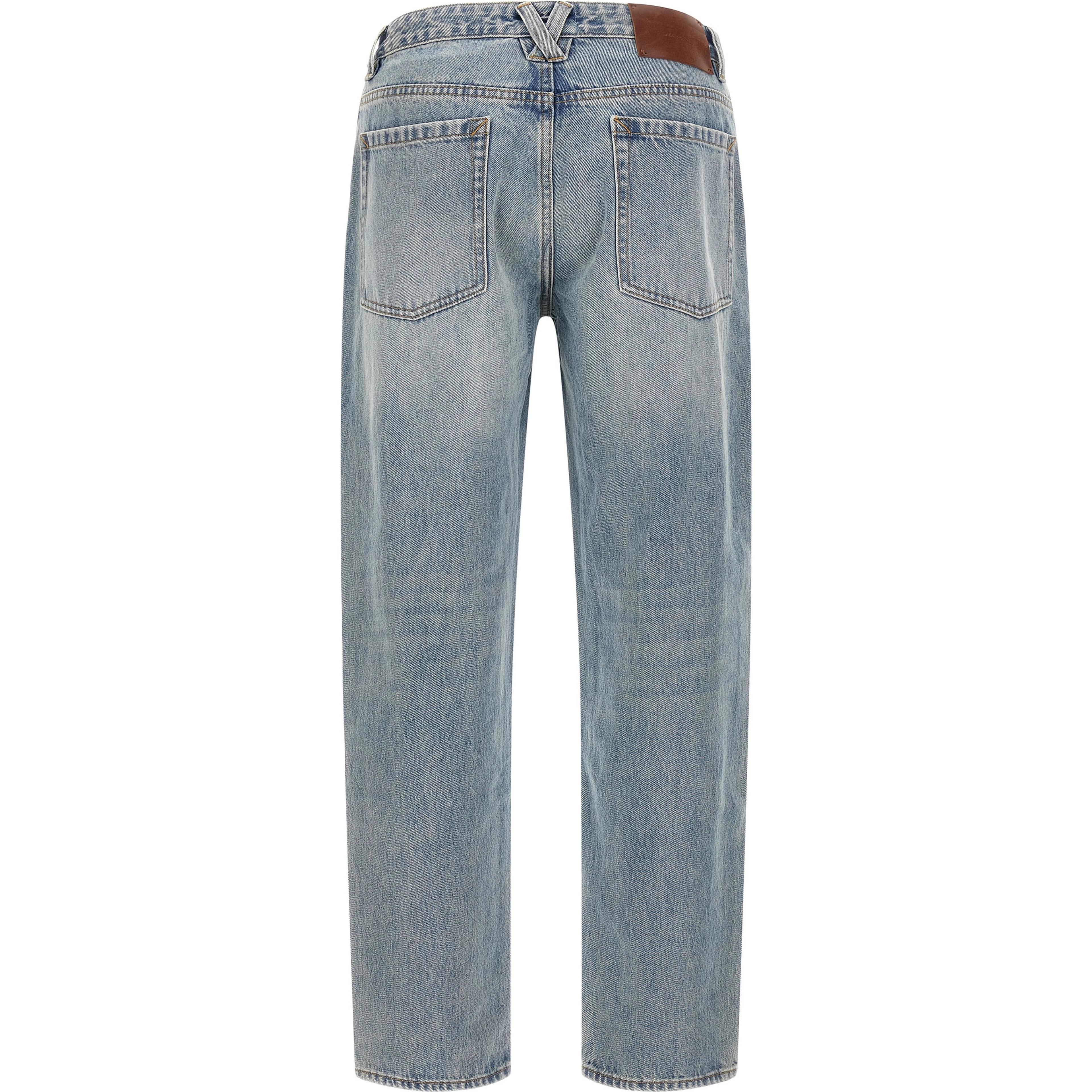 Blue Cotton Straight-Leg Jeans