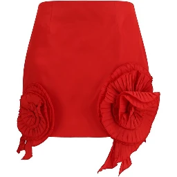 Red Polyester Mini Skirt