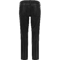 Black Cotton Cropped Jeans