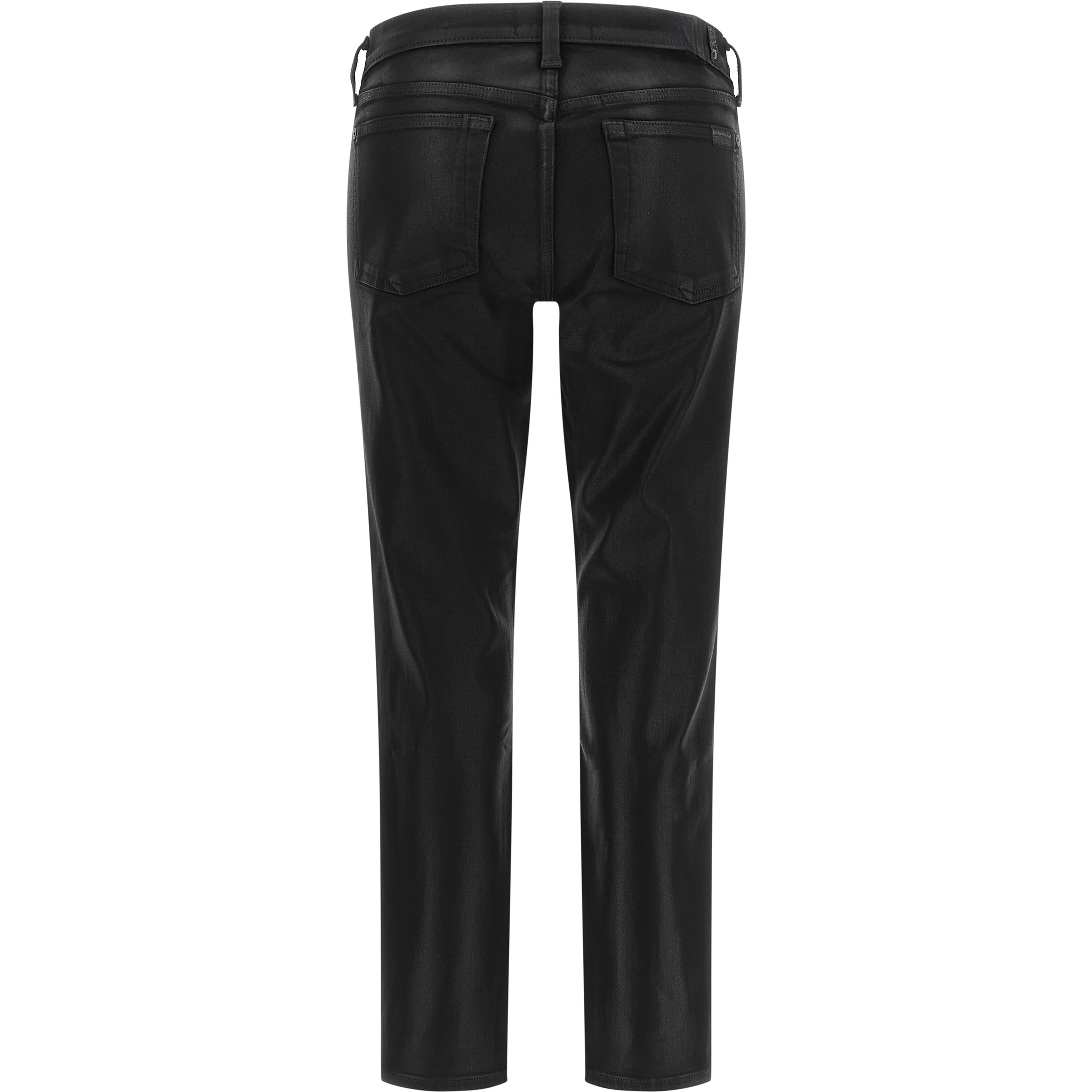 Black Cotton Cropped Jeans