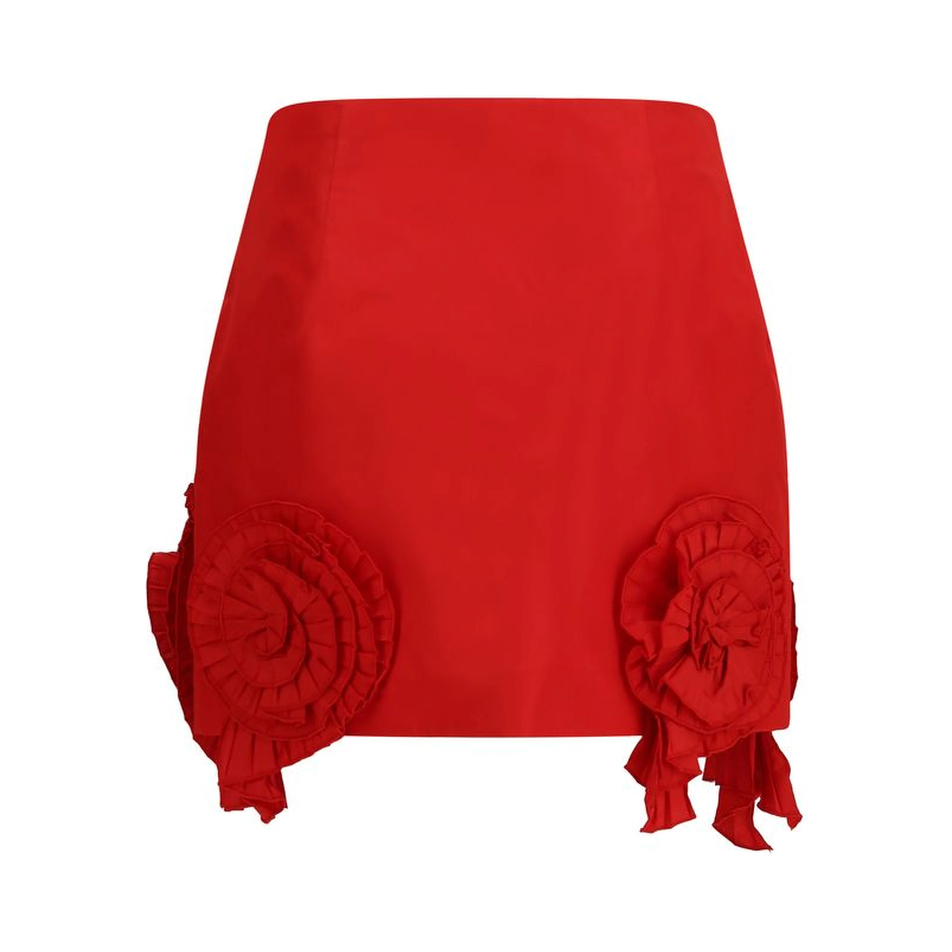 Red Polyester Mini Skirt