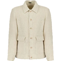 Beige Virgin Wool Full-Length Jacket