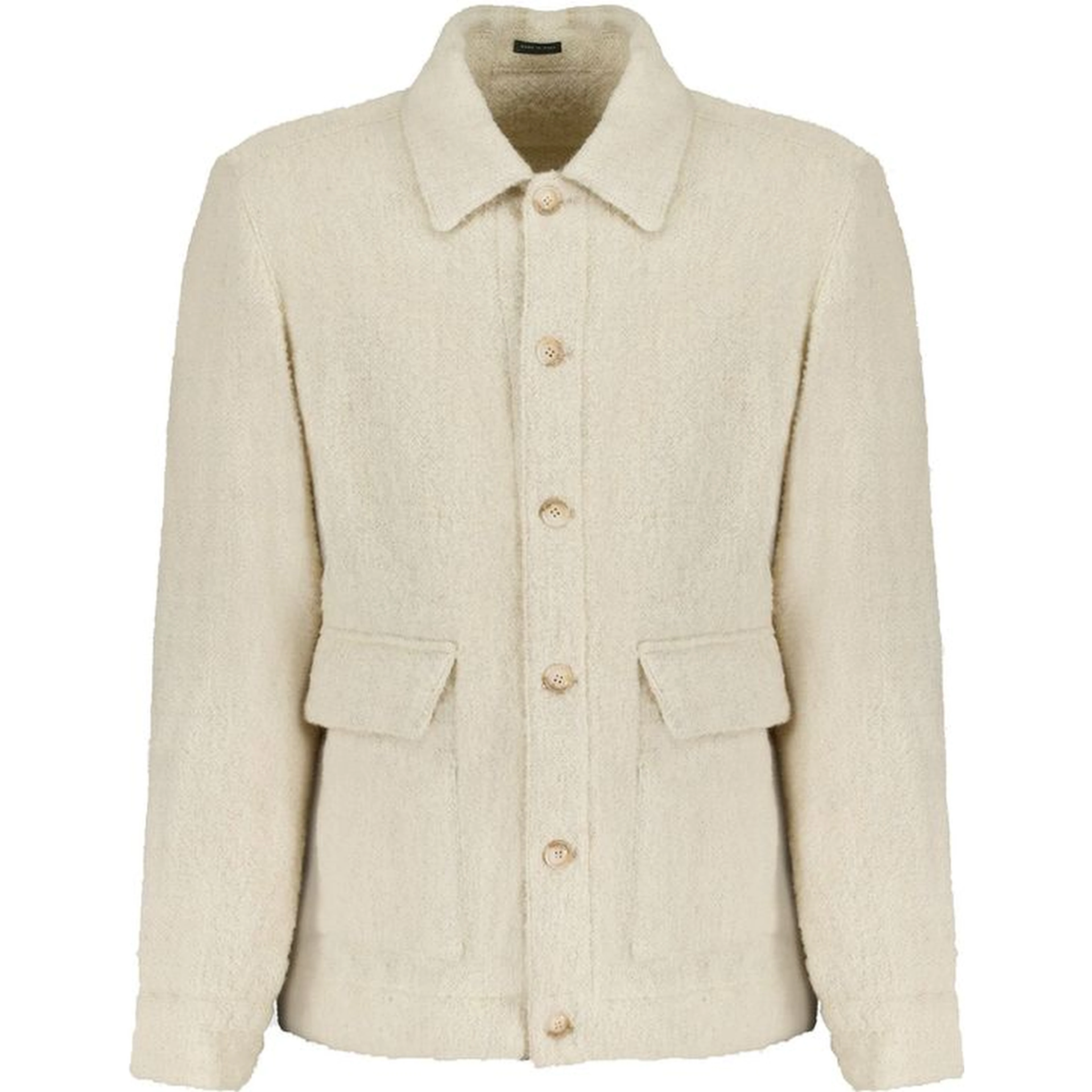 Beige Virgin Wool Full-Length Jacket