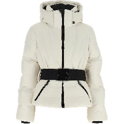 White Polyester Full-Length Jacket