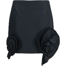 Black Polyester Mini Skirt